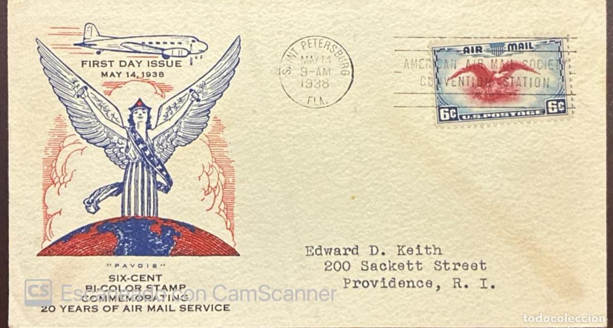 Francobolli: CMI) 1938. UNITED STATES. EAGLE. FDC. 20TH ANNIVERSARY OF AIRMAIL SERVICE. DOMESTIC MAIL. XF