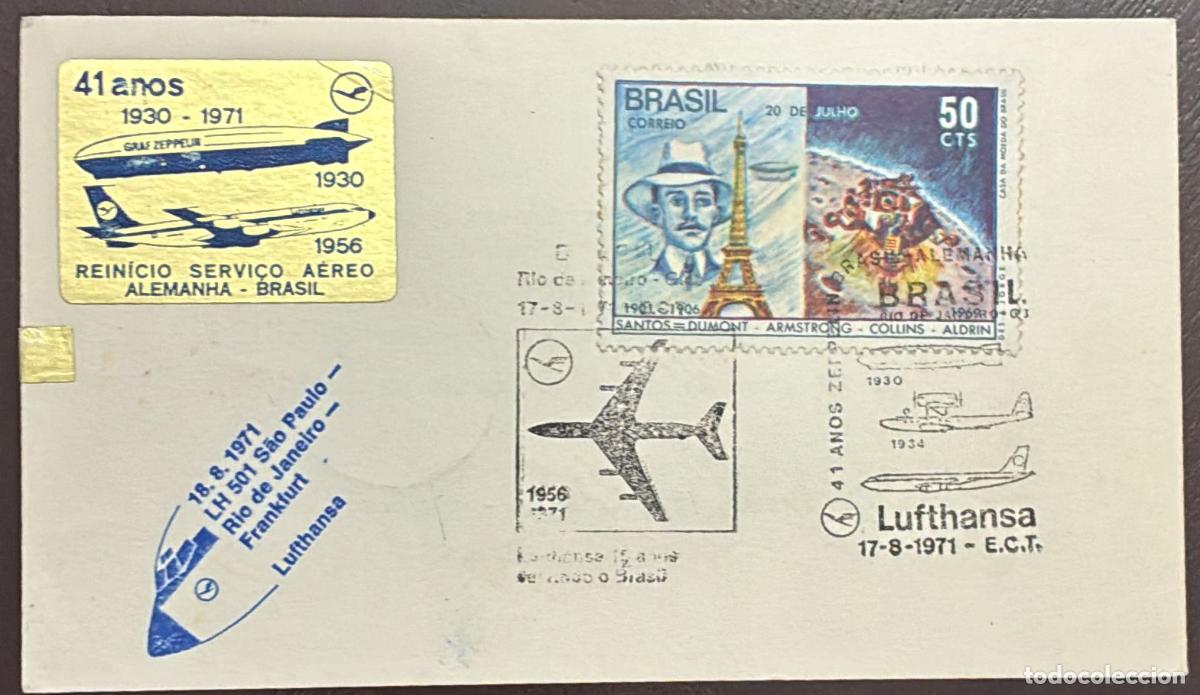 Francobolli: CMI) 1971. BRAZIL. AVIATION. NOTABLE FIGURE. SPACECRAFT MOON LANDING. SENT TO GERMANY. XF