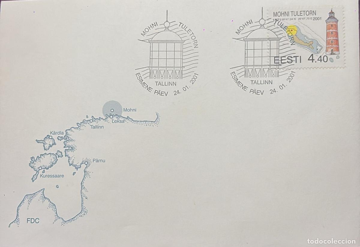Sellos: CMI) 2001. ESTONIA. ARCHITECTURE: MOHNU LIGHTHOUSE. FDC. COASTAL MAP AND ILLUSTRATION. XF