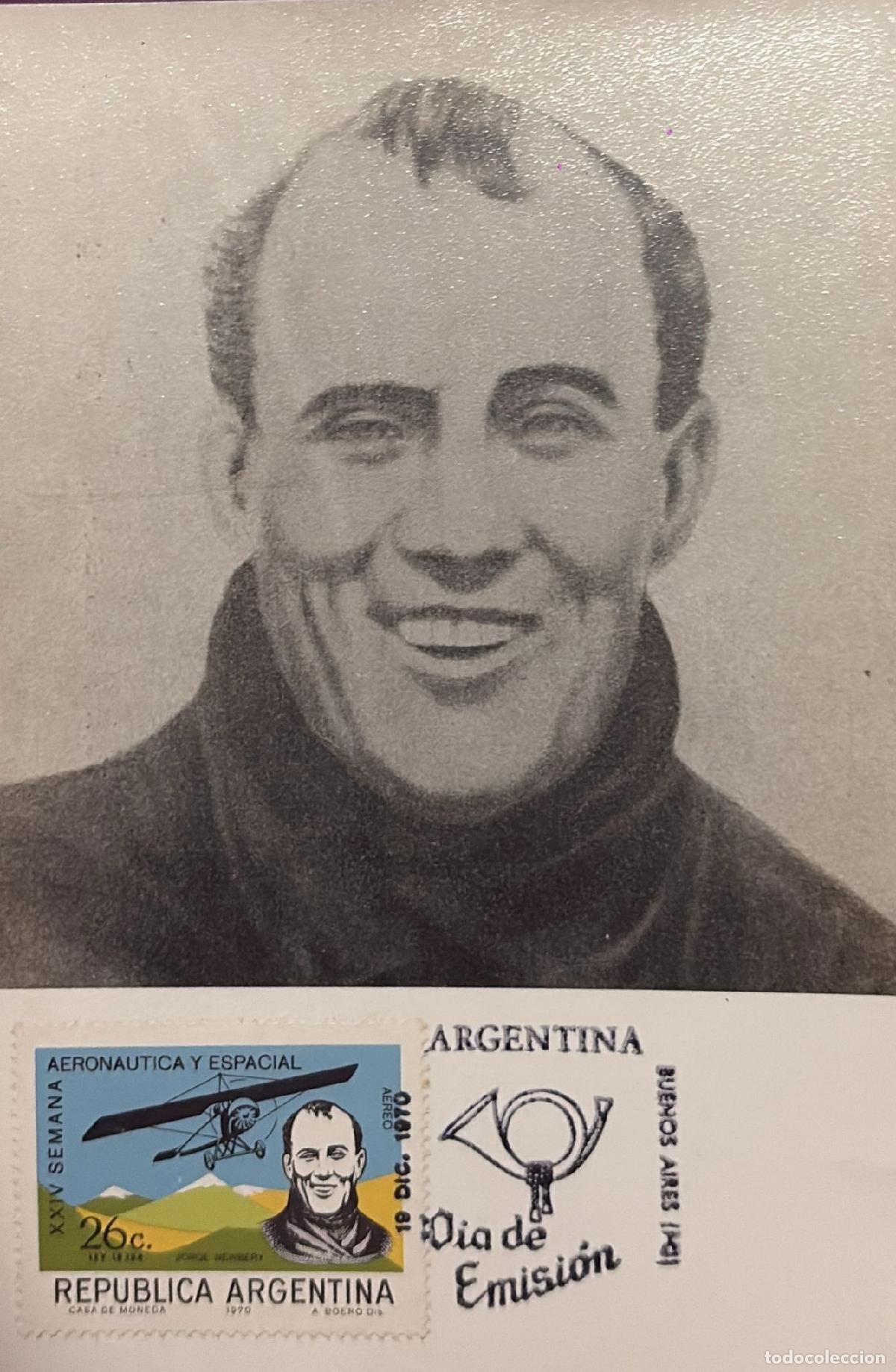 Sellos: CMI) 1970. ARGENTINA. AERONAUTICS. COMMEMORATION OF THE 24TH SPACE WEEK. FDC. PORTRAIT OF JORGE NEWB