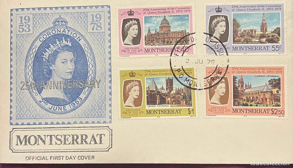 Sellos: CMI) 1978. MONTSERRAT. BRITISH CATHEDRAL ARCHITECTURE. FDC. PORTRAIT OF THE QUEEN; 25TH ANNIVERSARY