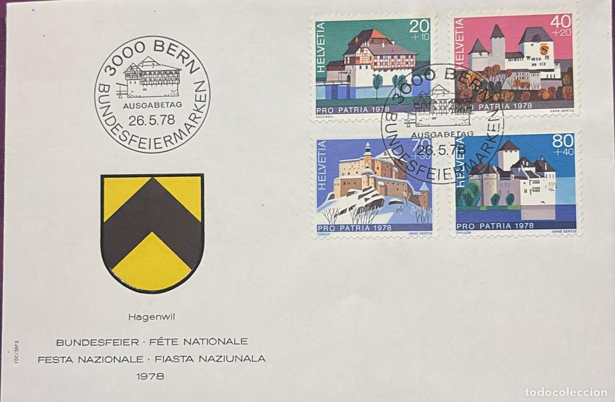 Sellos: CMI) 1978. SWITZERLAND. HISTORICAL ARCHITECTURE OF SWISS MEDIEVAL CASTLES. FDC. REGIONAL COAT OF ARM