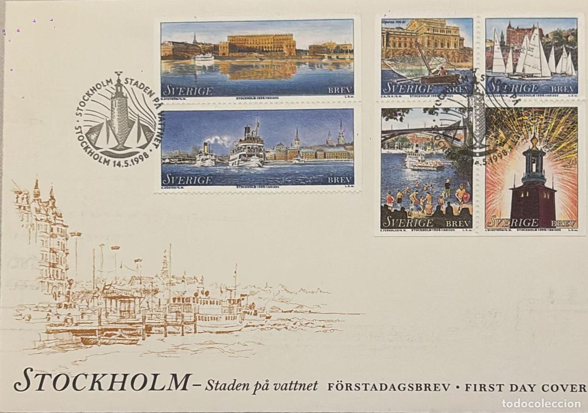 Sellos: CMI) 1998. SWEDEN. LANDSCAPES. PALACE. SAILBOATS AND FIREWORKS. FDC. CITYSCAPES AND ARCHITECTURE OF