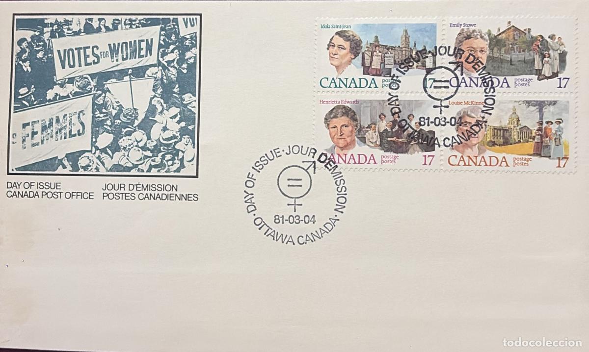 Sellos: CMI) 1981. CANADA. PORTRAITS OF ACTIVISTS. FDC. FEMINIST MARCH. ON CIVIL RIGHTS; WOMEN'S SUFFRAGE AN