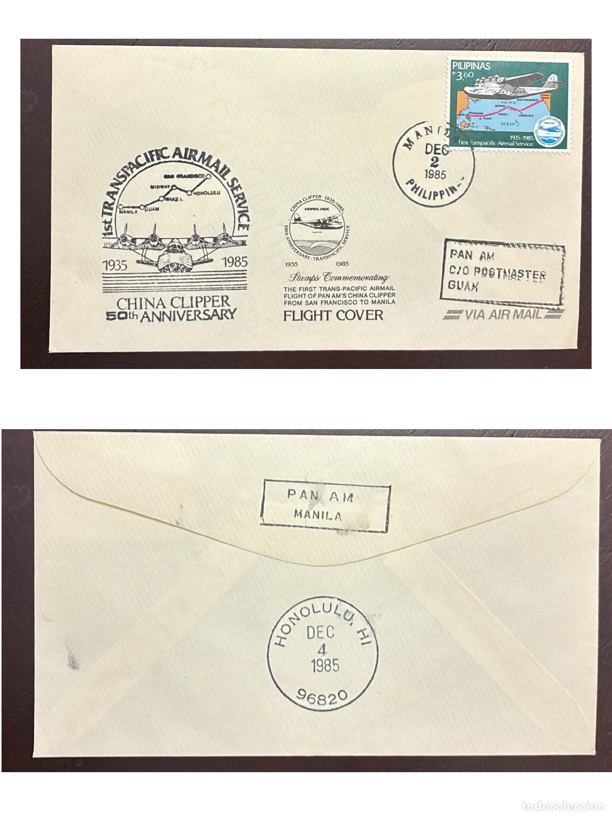 Francobolli: CMI) 1985. PHILIPPINES. 50TH ANNIVERSARY OF THE FIRST TRANSPACIFIC AIRMAIL. PACIFIC AIR ROUTE MAP. D