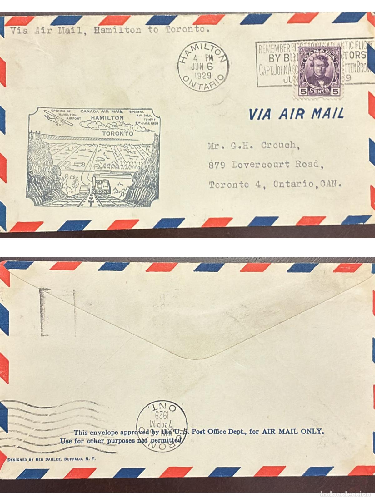 Sellos: CMI) 1929. CANADA. AVIATION HISTORY. TRIBUTE TO THE FIRST TRANSATLANTIC FLIGHT BY ALCOCK AND BROWN.
