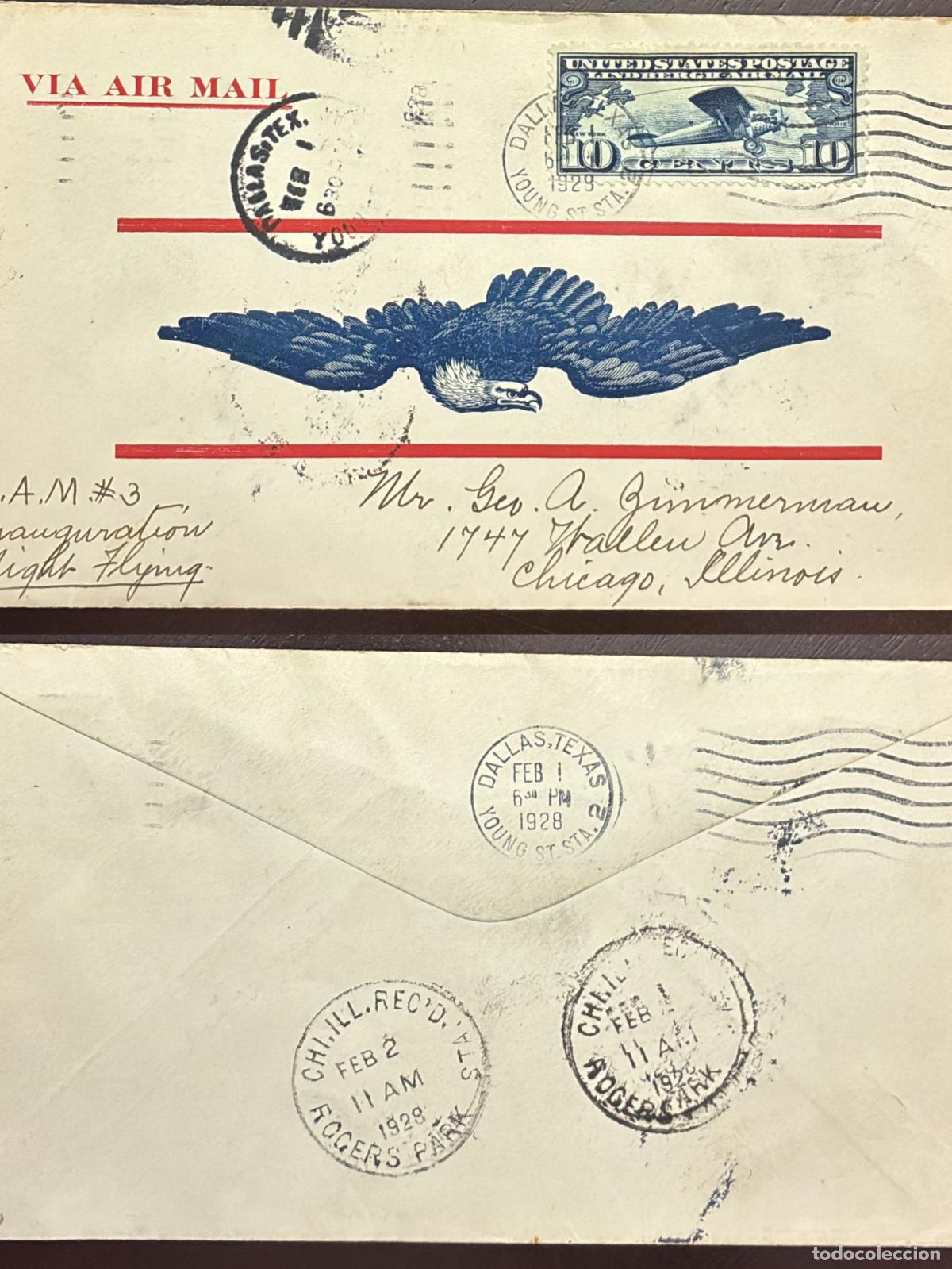 Sellos: CMI) 1928. UNITED STATES. PROPELLER AIRCRAFT. COMMEMORATING THE INAUGURATION OF NIGHT FLIGHTS. INTER