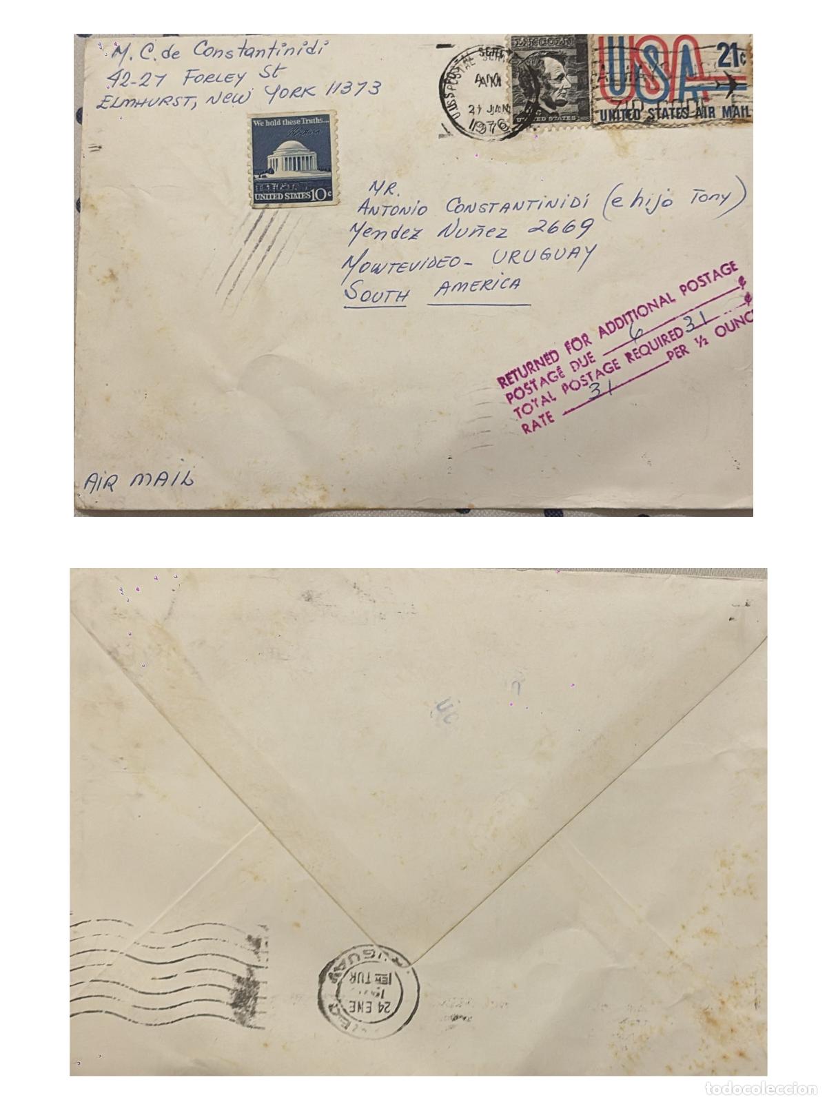 Sellos: CMI) 1978. UNITED STATES. ARCHITECTURE. HISTORICAL MONUMENT. ABRAHAM LINCOLN. ENVELOPE SENT TO URUGU