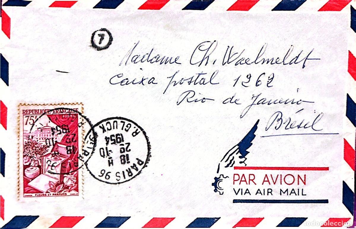 Sellos: CMI) 1954. FRANCE. BOTANY AND COMMERCE. ENVELOPE SENT TO BRAZIL. XF