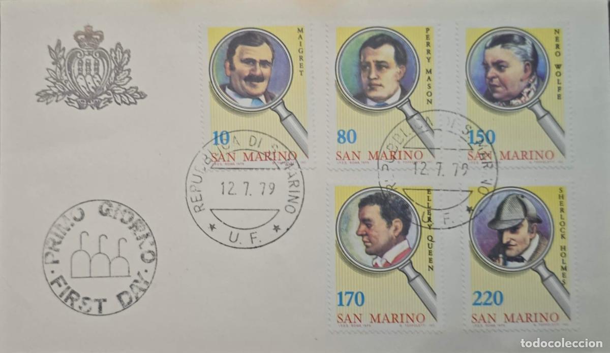 Sellos: CMI) 1979. SAN MARINO. LITERARY FIGURE. FDC. GREAT DETECTIVES. XF