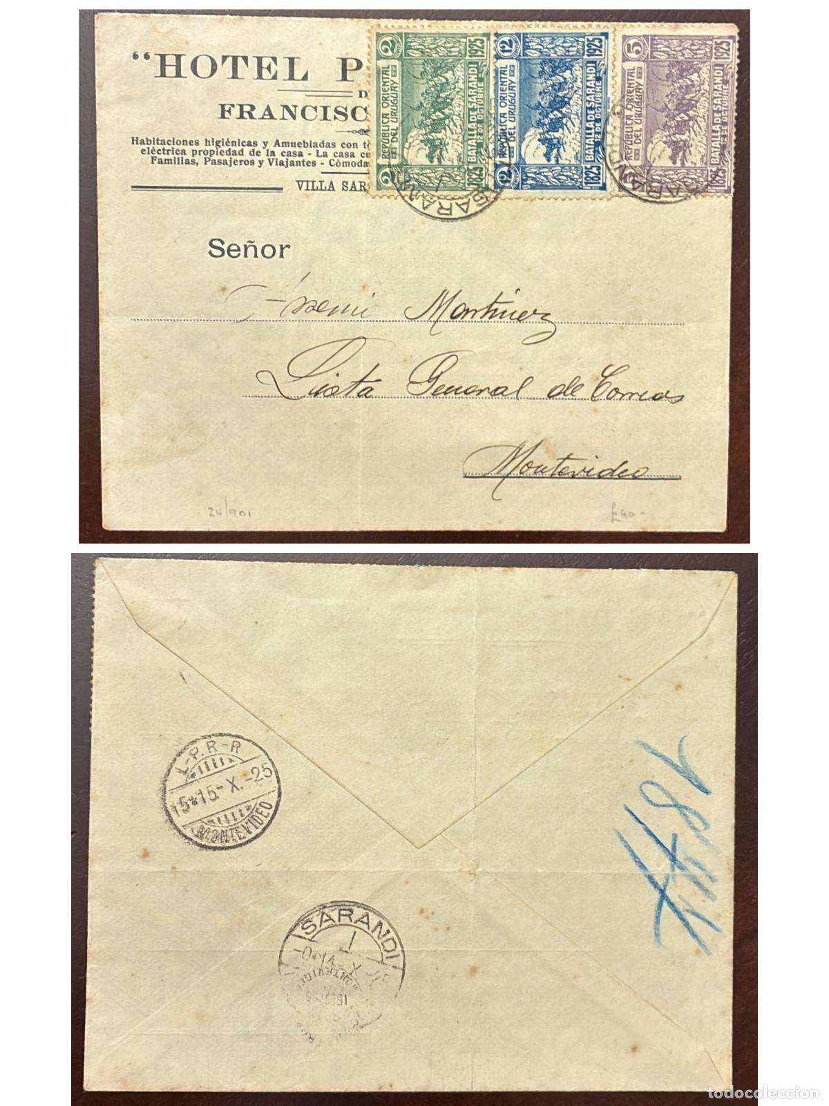 Sellos: CMI) 1925. URUGUAY. NATIONAL MILITARY HISTORY. CENTENARY OF THE BATTLE OF SARAND&Iacute;. CIRCULATED POSTCA