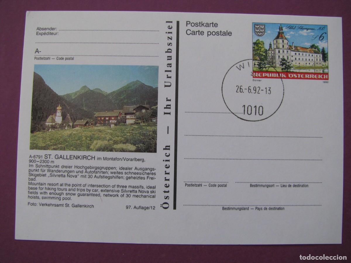 Sellos: ENTERO POSTAL DE AUSTRIA 1992. IMAGEN: ST. GALLENKIRCH