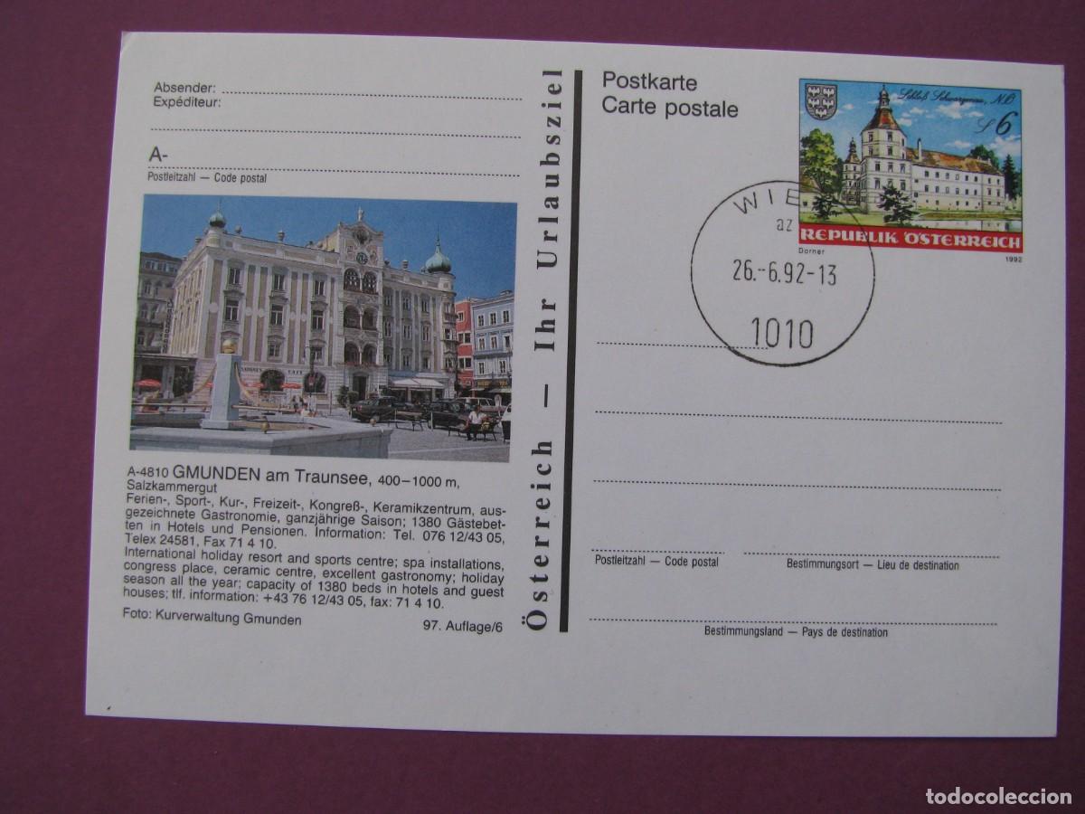 Sellos: ENTERO POSTAL DE AUSTRIA 1992. IMAGEN: GMUNDEN AM TRAUNSEE
