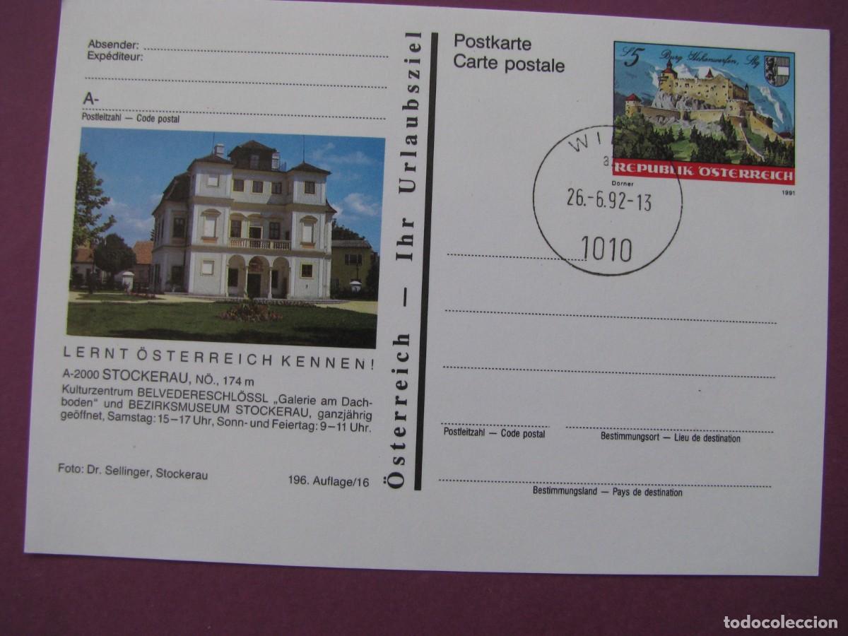 Sellos: ENTERO POSTAL DE AUSTRIA 1992. IMAGEN: STOCKERAU