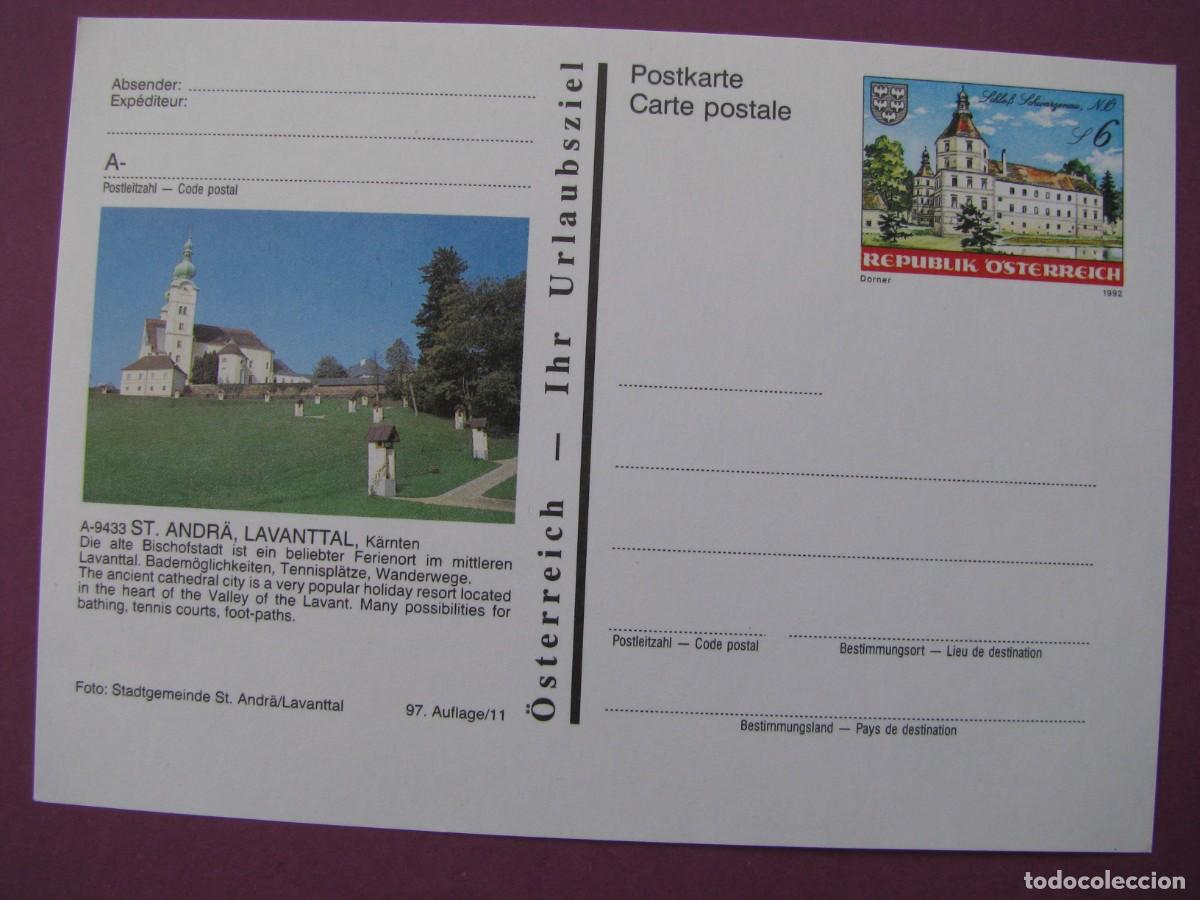 Sellos: ENTERO POSTAL DE AUSTRIA 1992. IMAGEN: ANDRA, LAVANTTAL