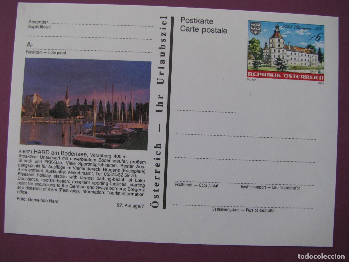 Sellos: ENTERO POSTAL DE AUSTRIA 1992. IMAGEN: HARD AM BODENSEE