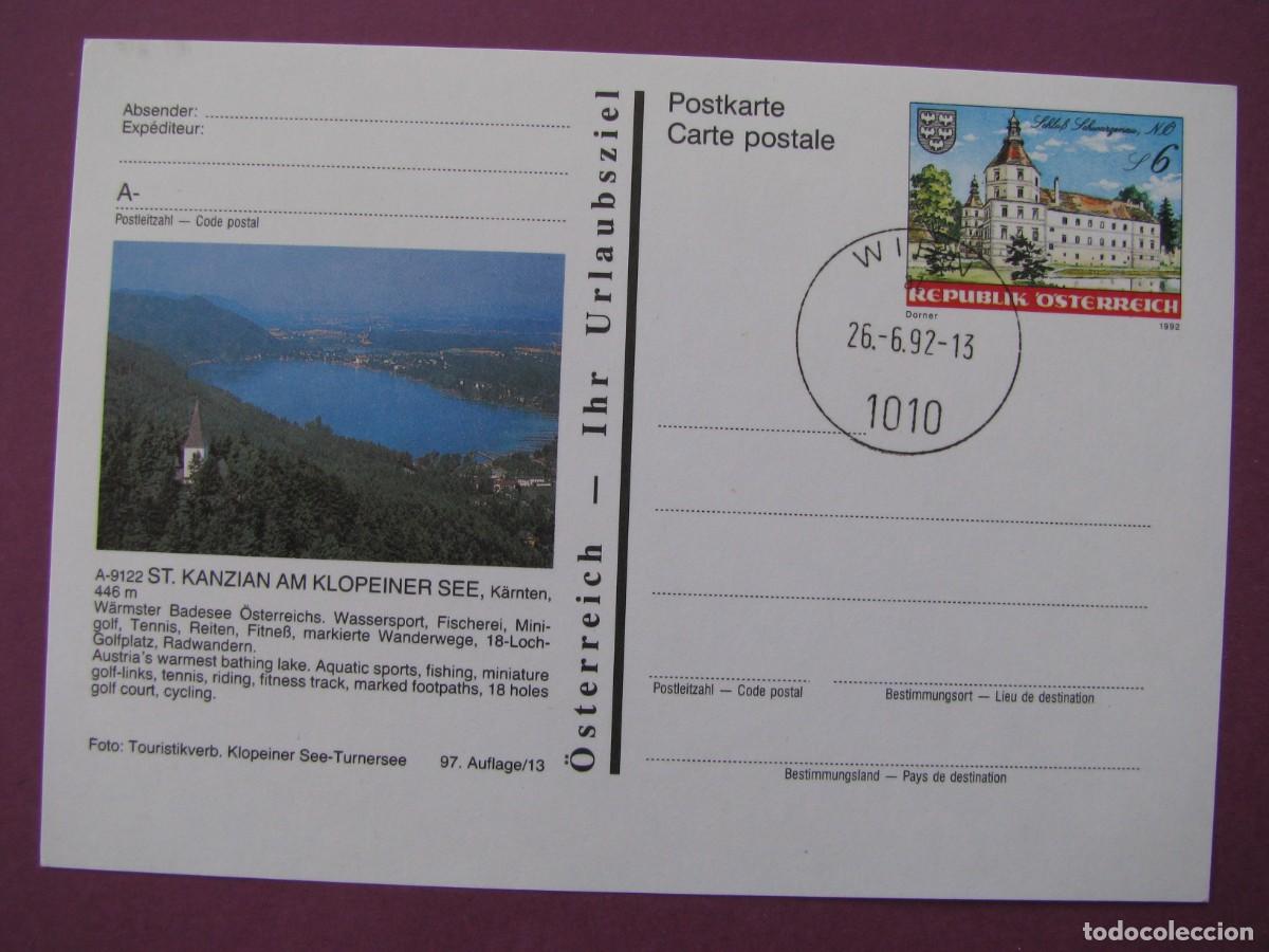 Sellos: ENTERO POSTAL DE AUSTRIA 1992. IMAGEN: KANZIAN AM KLOPEINER SEE