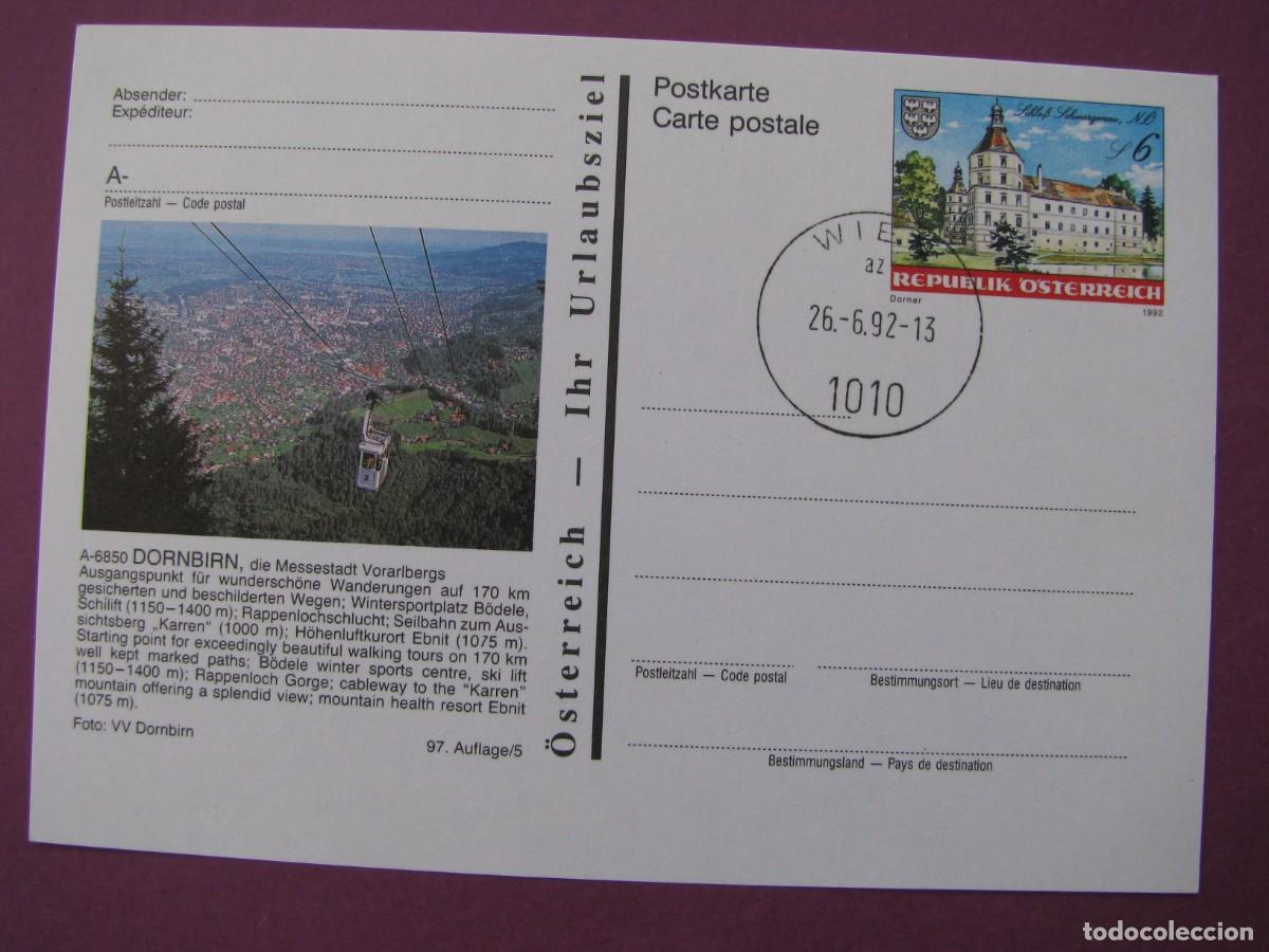 Sellos: ENTERO POSTAL DE AUSTRIA 1992. IMAGEN: DORNBIRN