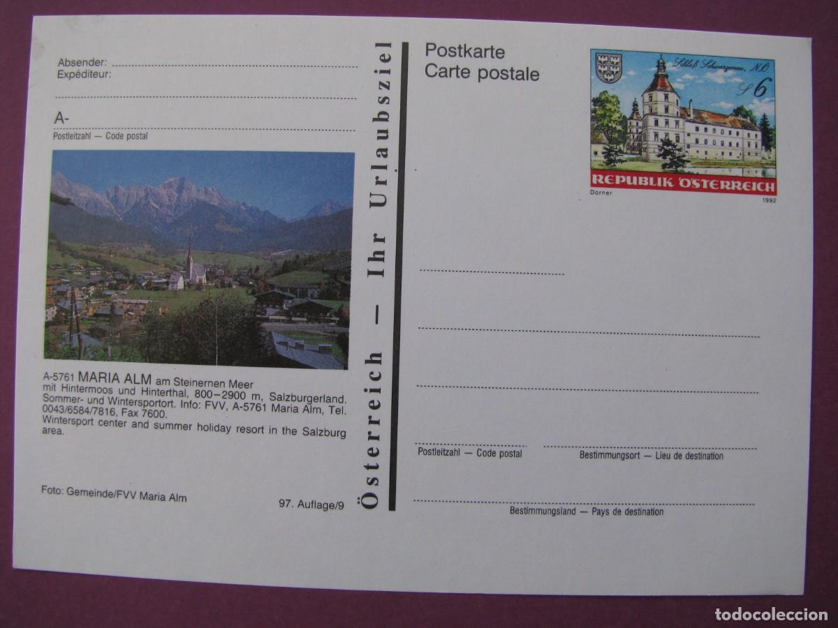 Sellos: ENTERO POSTAL DE AUSTRIA 1992. IMAGEN: MARIA ALM