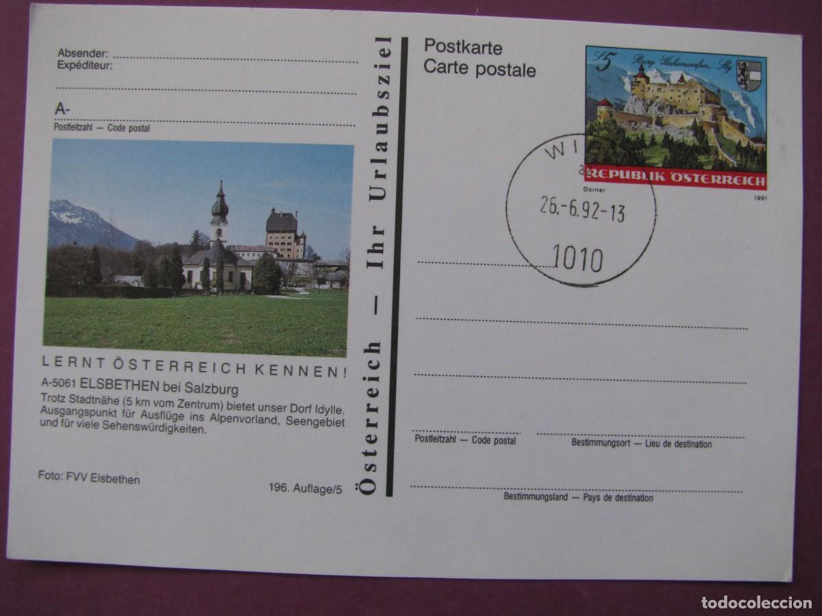 Sellos: ENTERO POSTAL DE AUSTRIA 1992. IMAGEN: ELSBETHEN