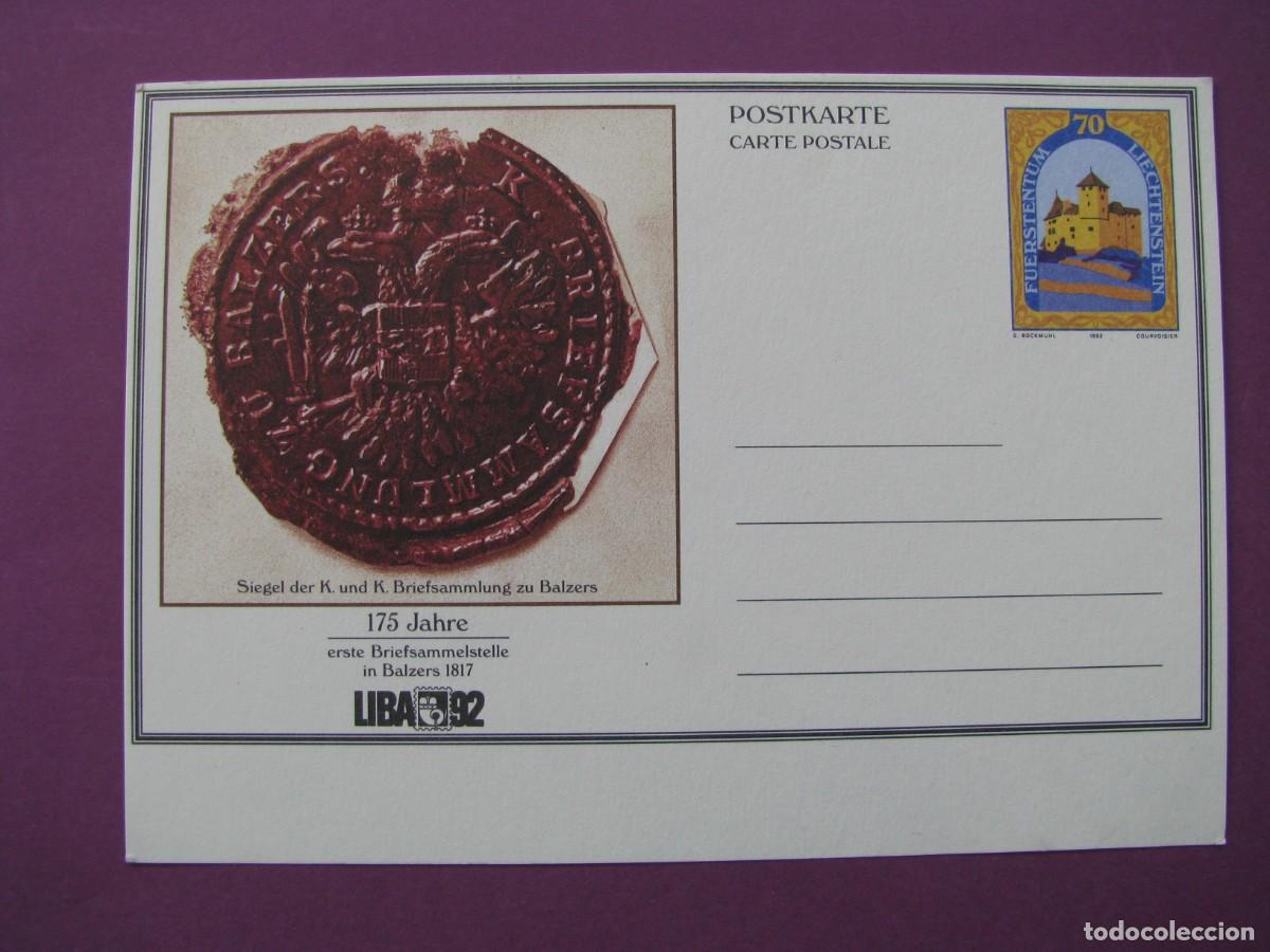 Sellos: ENTERO POSTAL DE LIECHTENSTEIN. 1992. LIBA. - Foto 1