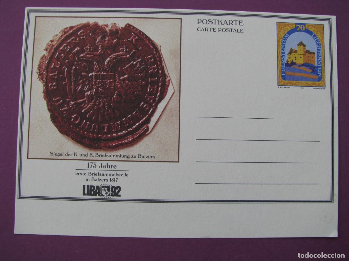 Sellos: ENTERO POSTAL DE LIECHTENSTEIN. 1992. LIBA. - Foto 1