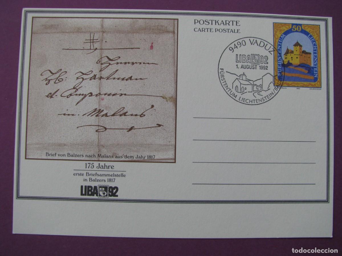 Sellos: ENTERO POSTAL DE LIECHTENSTEIN. 1992. LIBA. - Foto 1