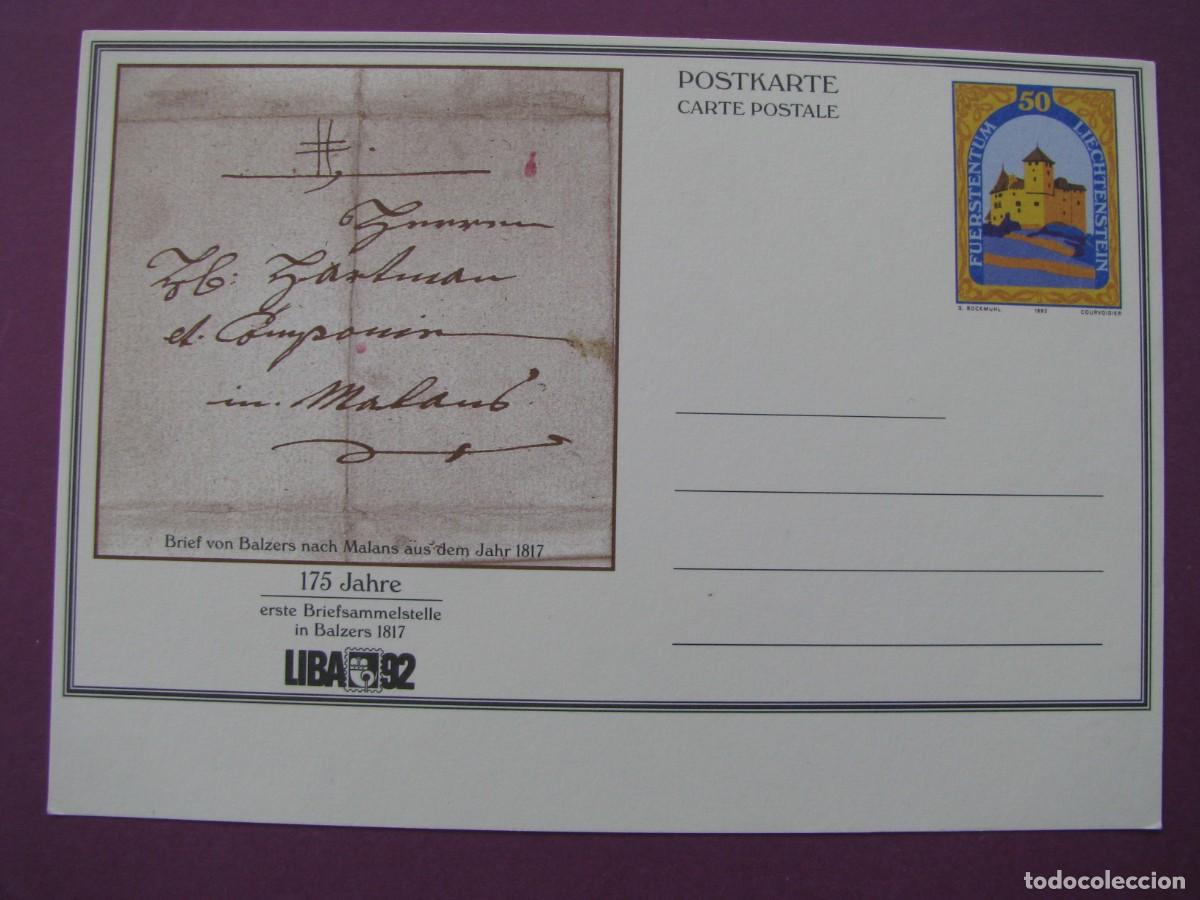 Sellos: ENTERO POSTAL DE LIECHTENSTEIN. 1992. LIBA.