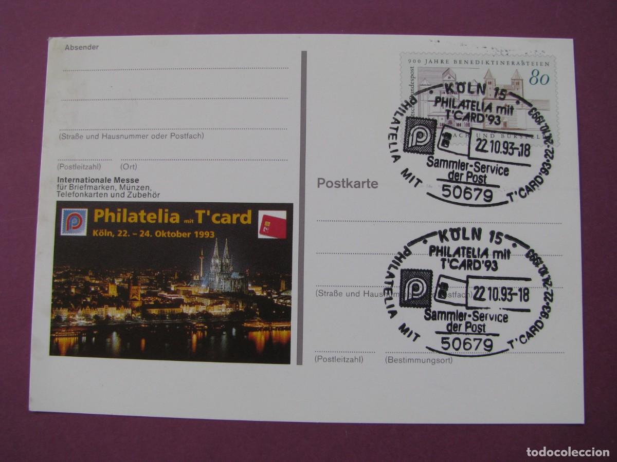 Sellos: ENTERO POSTAL DE ALEMANIA. 1993. PHILATELIA MIT T'CARD K&Ouml;LN 93
