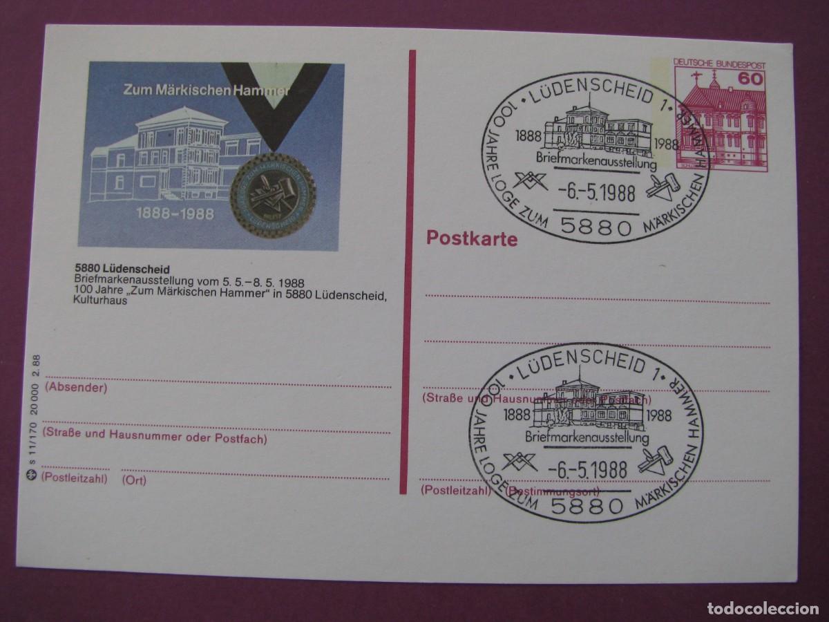 Sellos: ENTERO POSTAL DE ALEMANIA OCCIDENTAL 1988. L&Uuml;DENSCHEID