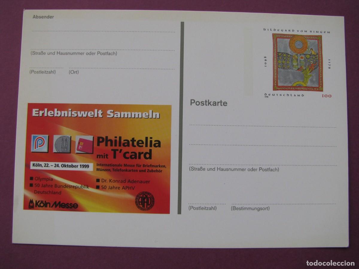 Sellos: ENTERO POSTAL DE ALEMANIA 1999. PHILATELIA MIT T'CARD K&Ouml;LN 1999