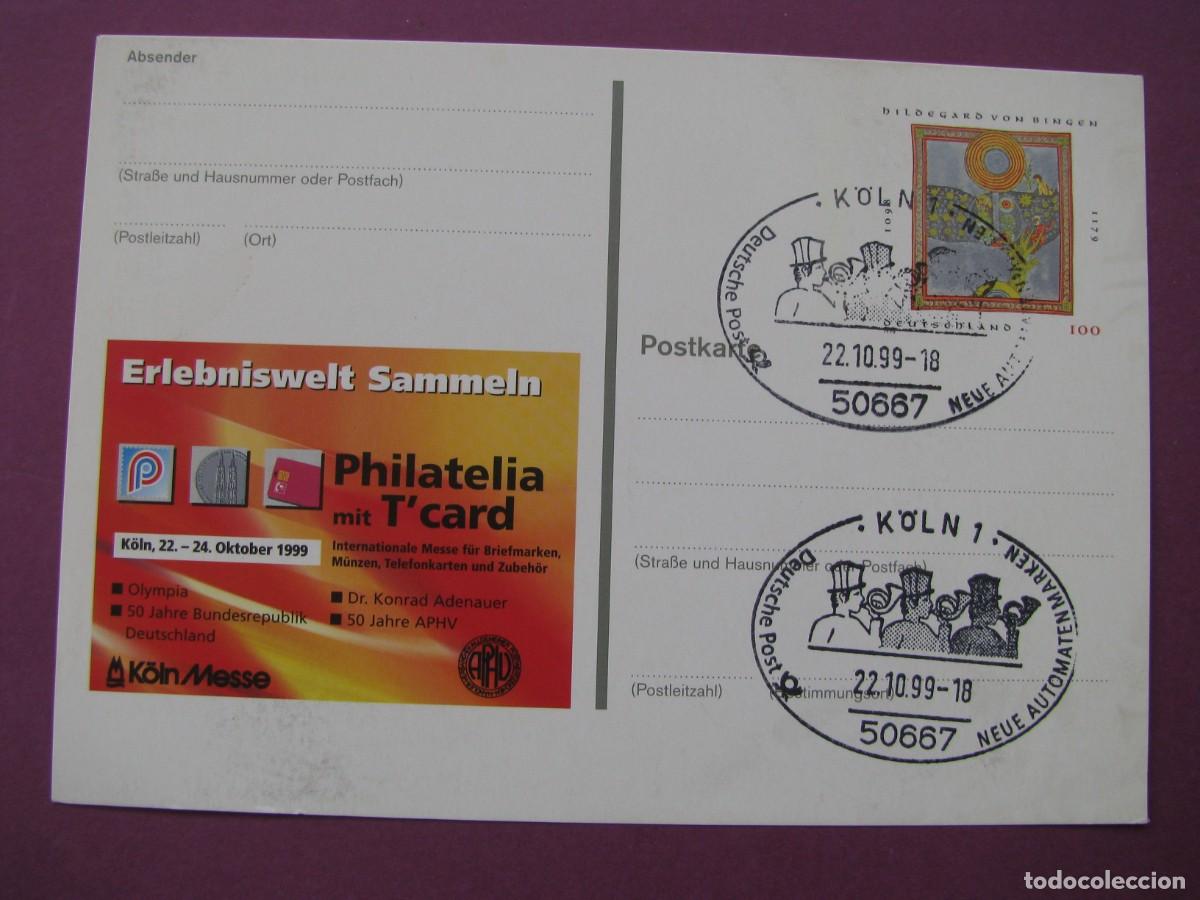 Sellos: ENTERO POSTAL DE ALEMANIA 1999. PHILATELIA MIT T'CARD K&Ouml;LN 1999