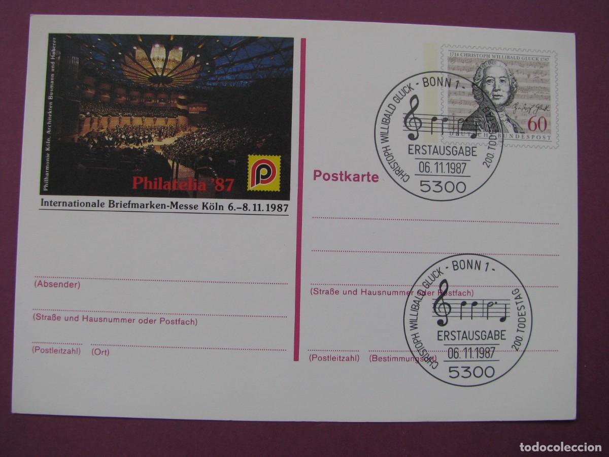 Sellos: ENTERO POSTAL DE ALEMANIA OCCIDENTAL 1987 BRIEFMARKEN MESSE K&Ouml;LN 1987