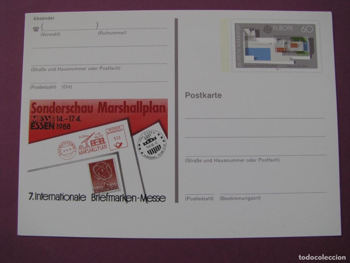Sellos: ENTERO POSTAL DE ALEMANIA OCCIDENTAL 1988 SONDERSCHAU MARSHALLPLAN ESSEN