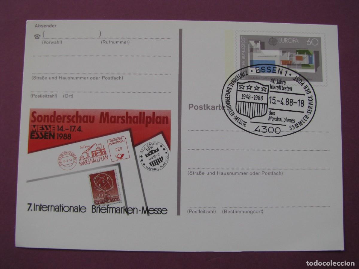 Sellos: ENTERO POSTAL DE ALEMANIA OCCIDENTAL 1988 SONDERSCHAU MARSHALLPLAN ESSEN