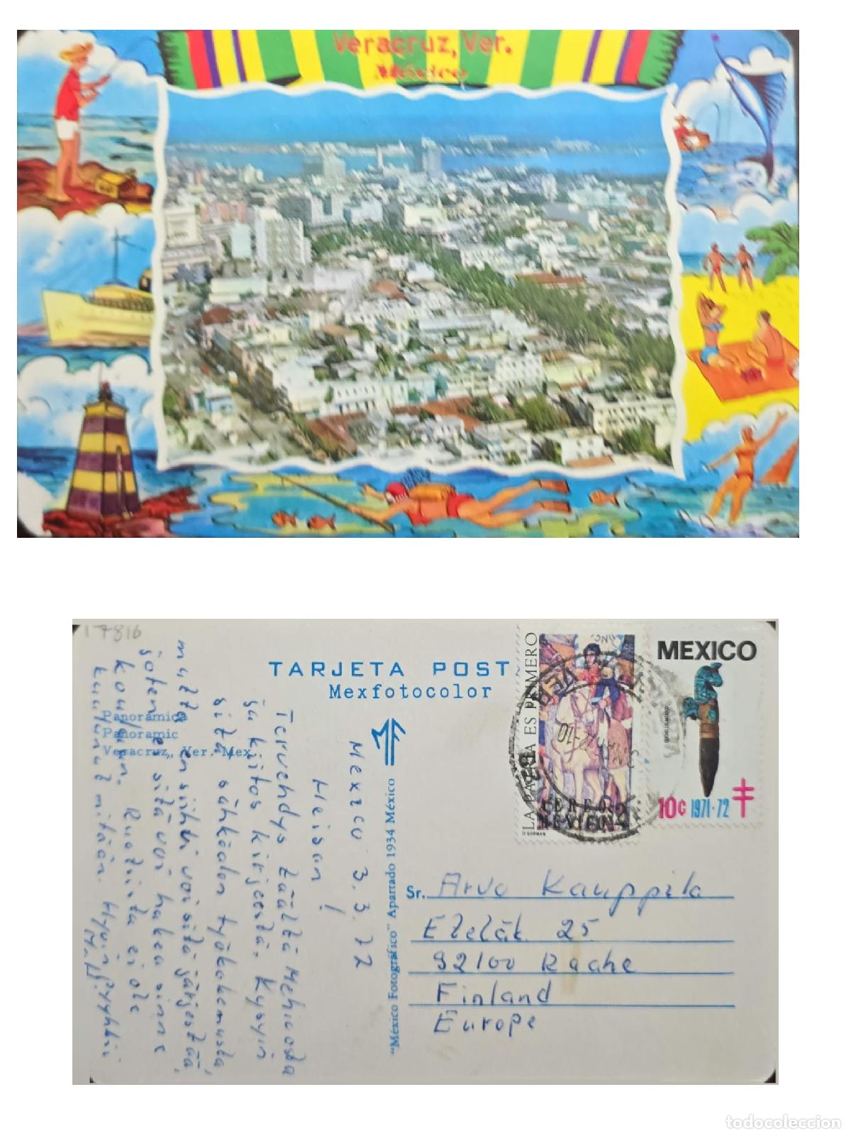 Francobolli: CMI) 1972. MEXICO. PANORAMIC AERIAL VIEW OF VERACRUZ. POSTCARD. FRANKED WITH A STAMP FROM THE PRE-HI