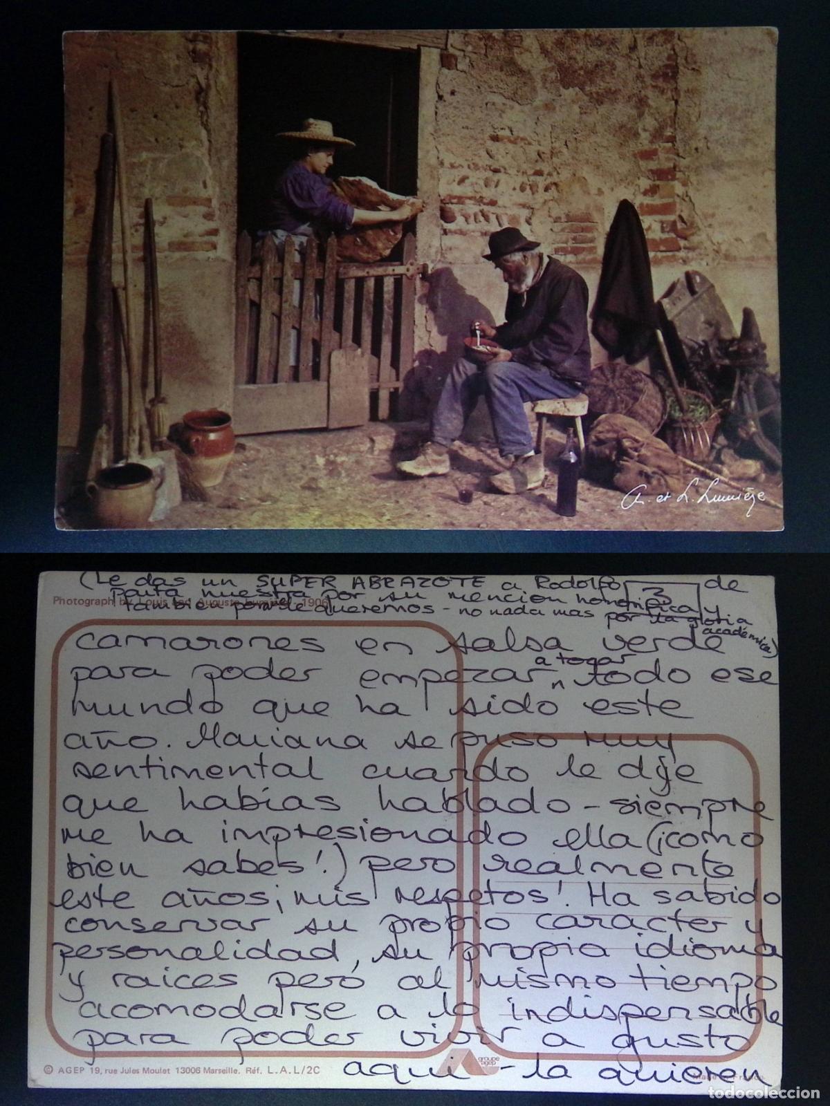 Sellos: CMI) 1985. FRANCE. RURAL GENRE SCENE / ELDERLY PEOPLE IN THE COURTYARD OF A BRICK HOUSE, BY THE LUMI