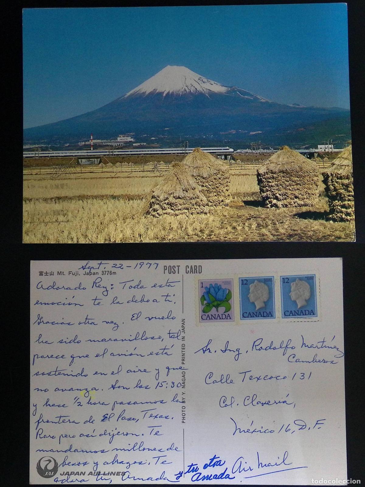 Sellos: CMI) 1977. CANADA. NATURAL LANDSCAPE / VIEW OF MOUNT FUJI (3,776 METERS) WITH THE BULLET TRAIN IN TH