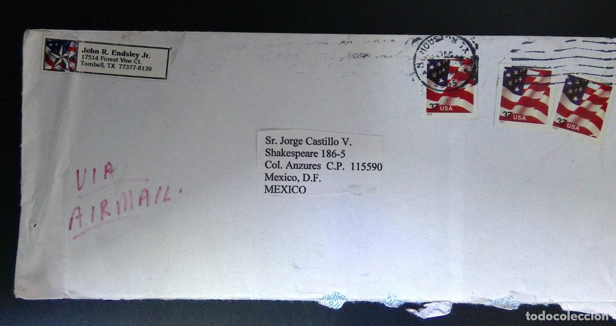 Sellos: CMI) 2002. USA. AMERICAN POSTAL HISTORY / NATIONAL FLAG. AIRMAIL COVER SENT TO MEXICO. XF