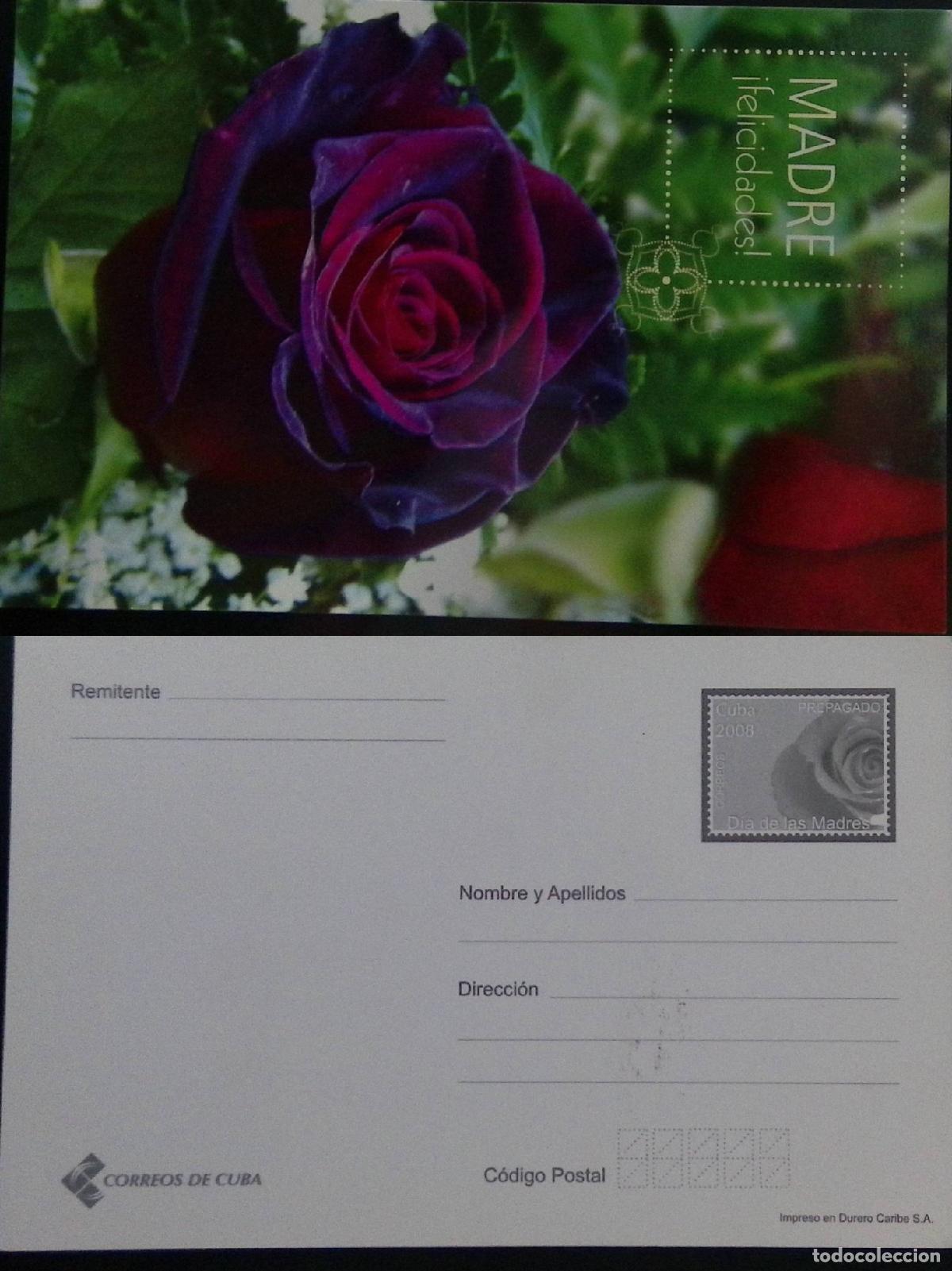 Francobolli: CMI) 2008. CUBA. ILLUSTRATION OF A PURPLE ROSE ON THE COVER IN HONOR OF MOTHER'S DAY. POSTCARD. FYV.