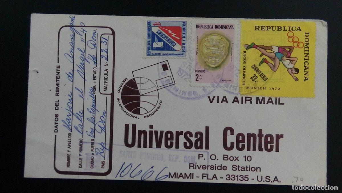 Francobolli: CMI) 1972. DOMINICAN REPUBLIC. MUNICH OLYMPIC GAMES. TA&Iacute;NO MASK STAMP. ENVELOPE SENT VIA AIRMAIL TO