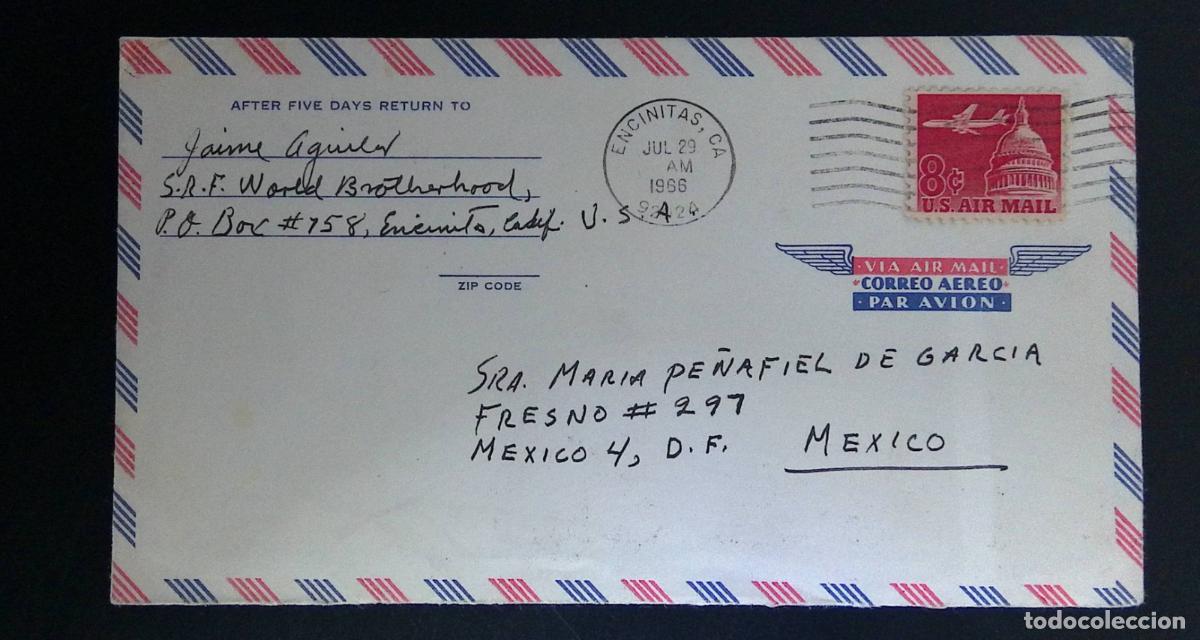 Selos: CMI) 1966. USA. RED &rdquo;U.S. AIR MAIL&rdquo; DEFINITIVE ISSUE STAMP FEATURING THE CAPITOL. SENT TO MEXICO. XF