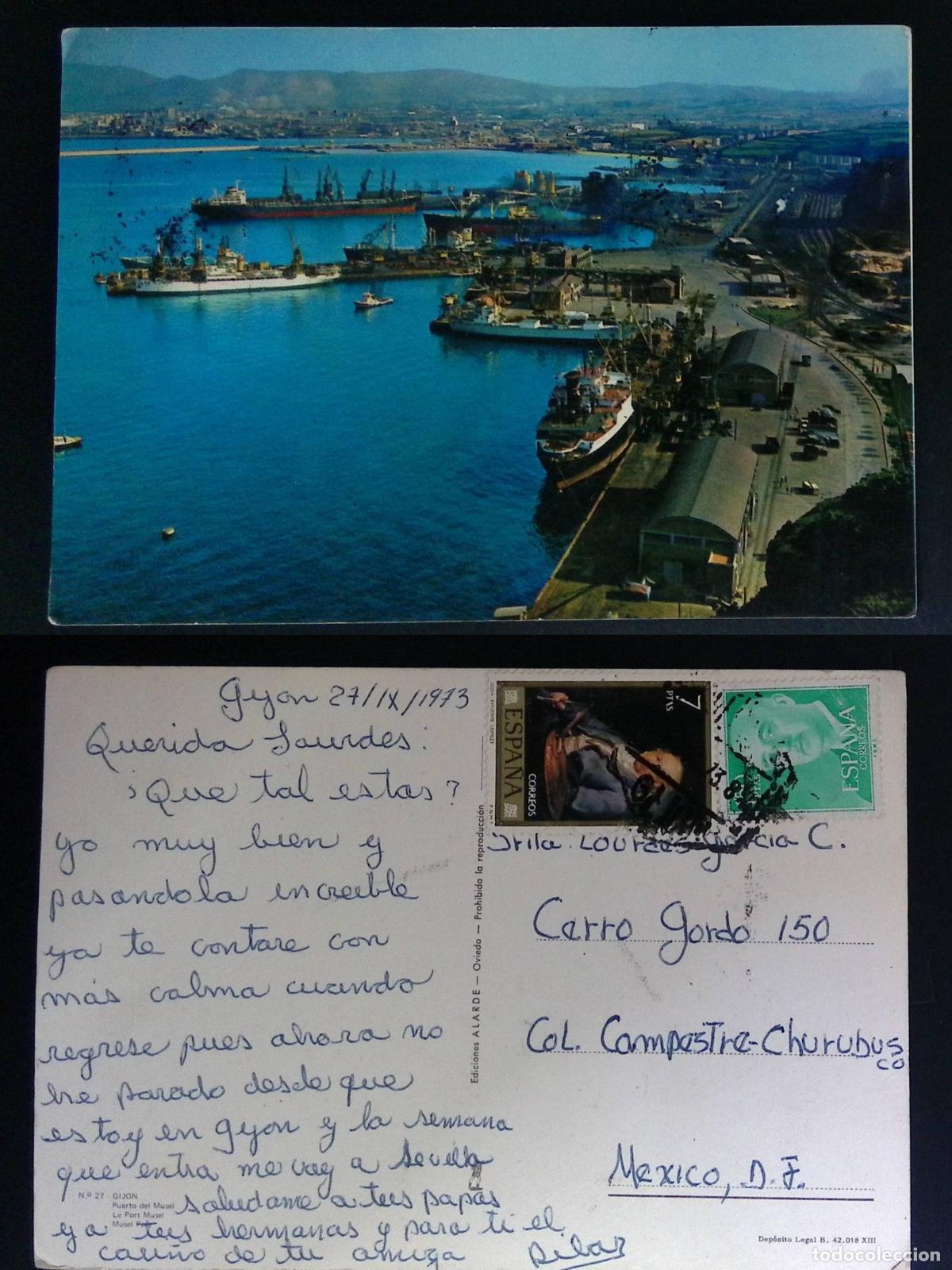 Sellos: CMI) 1973. SPAIN. PANORAMIC TOURIST VIEW OF COMMERCIAL VESSELS IN THE PORT OF EL MUSEL, GIJ&Oacute;N. ARTIS