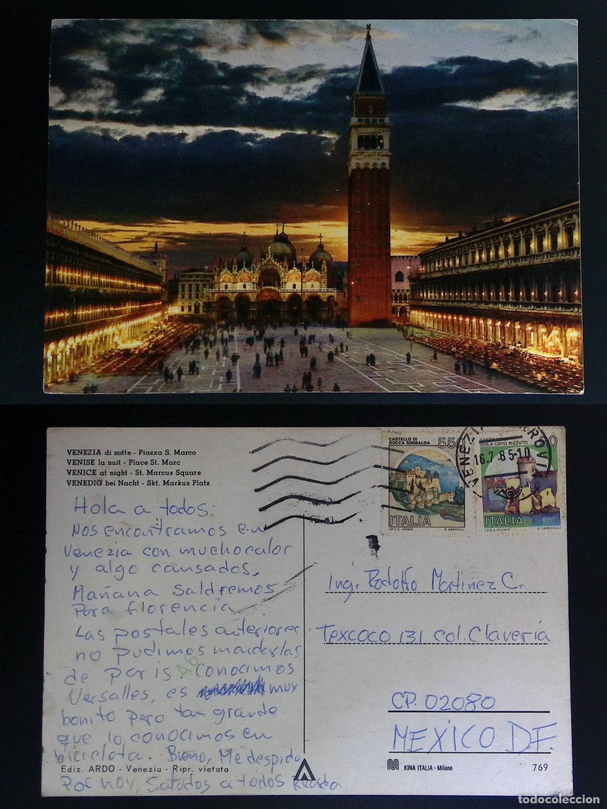 Francobolli: CMI) 1985. ITALY. ILLUSTRATIONS OF ANCIENT CASTLES. POSTCARD. PHOTOGRAPH OF VENICE. SENT TO MEXICO.