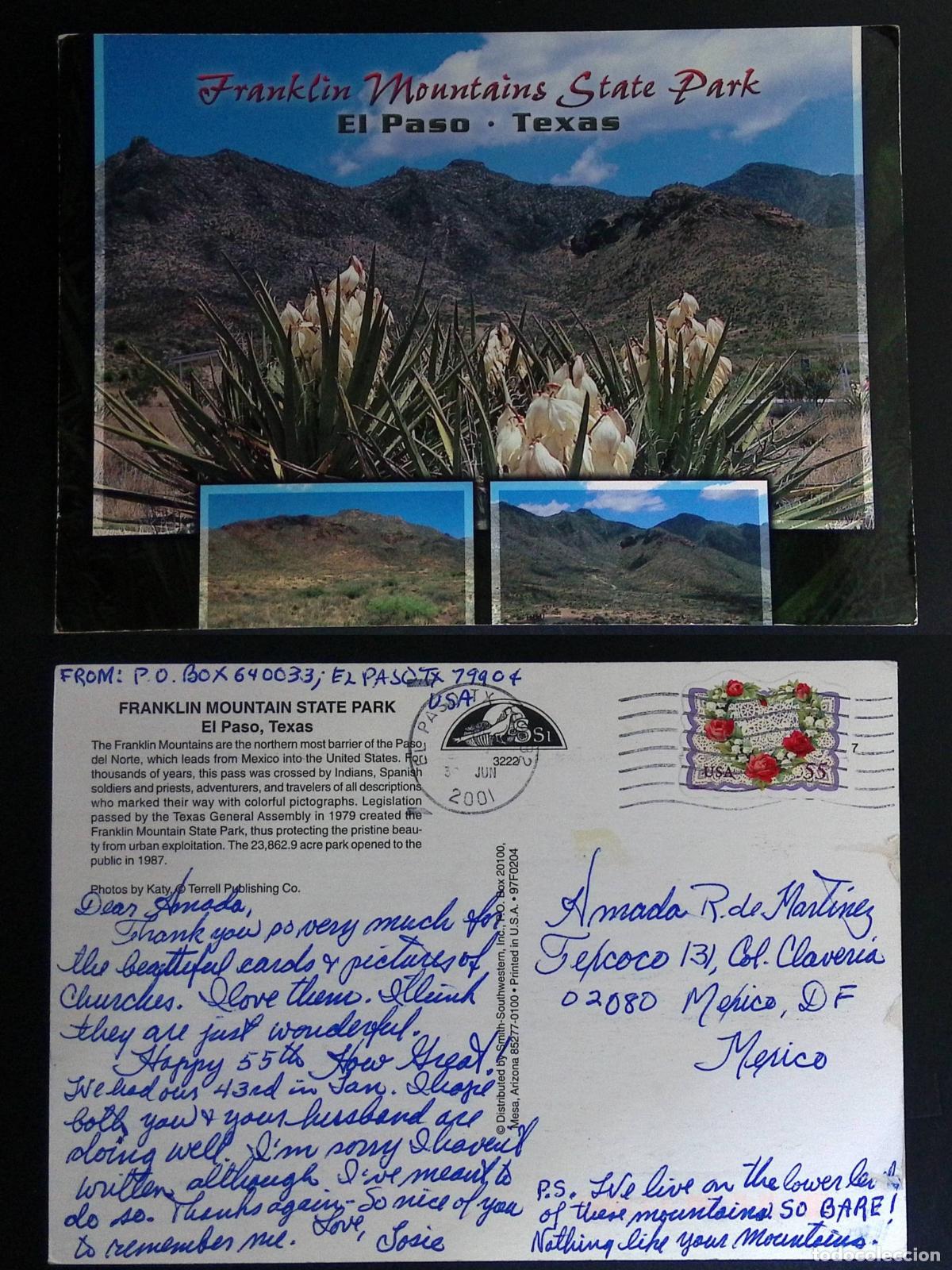 Francobolli: CMI) 2001. USA. PICTURE POSTCARD SHOWING THE VEGETATION AND NATURAL LANDSCAPE OF FRANKLIN MOUNTAINS
