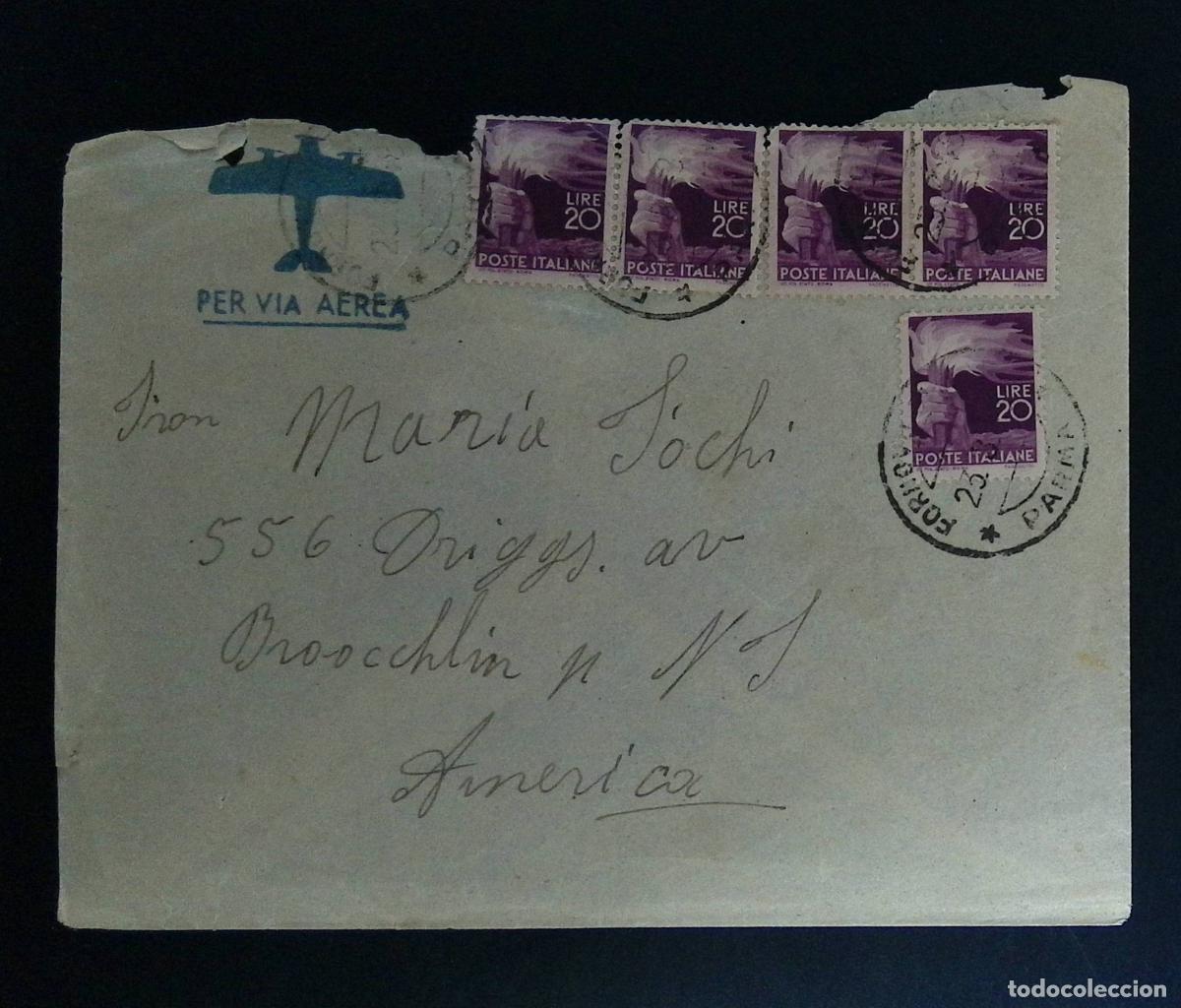 Francobolli: CMI) 1954. ITALY. ALLEGORICAL TORCH. COVER SENT TO THE USA. XF.