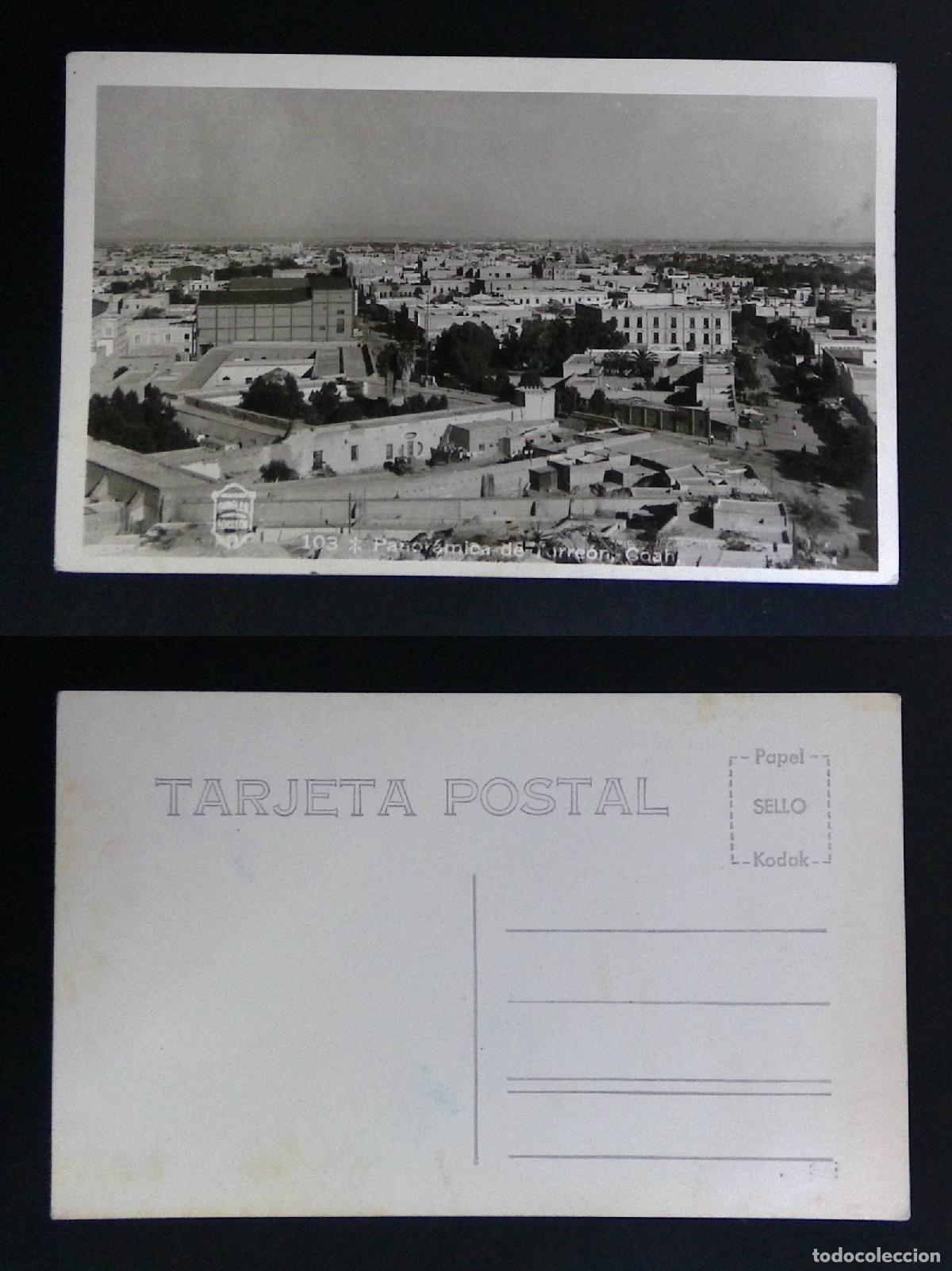 Selos: CMI) 1950. MEXICO. HISTORIC BLACK-AND-WHITE PANORAMIC VIEW OF THE CITY OF TORRE&Oacute;N. POSTCARD. XF