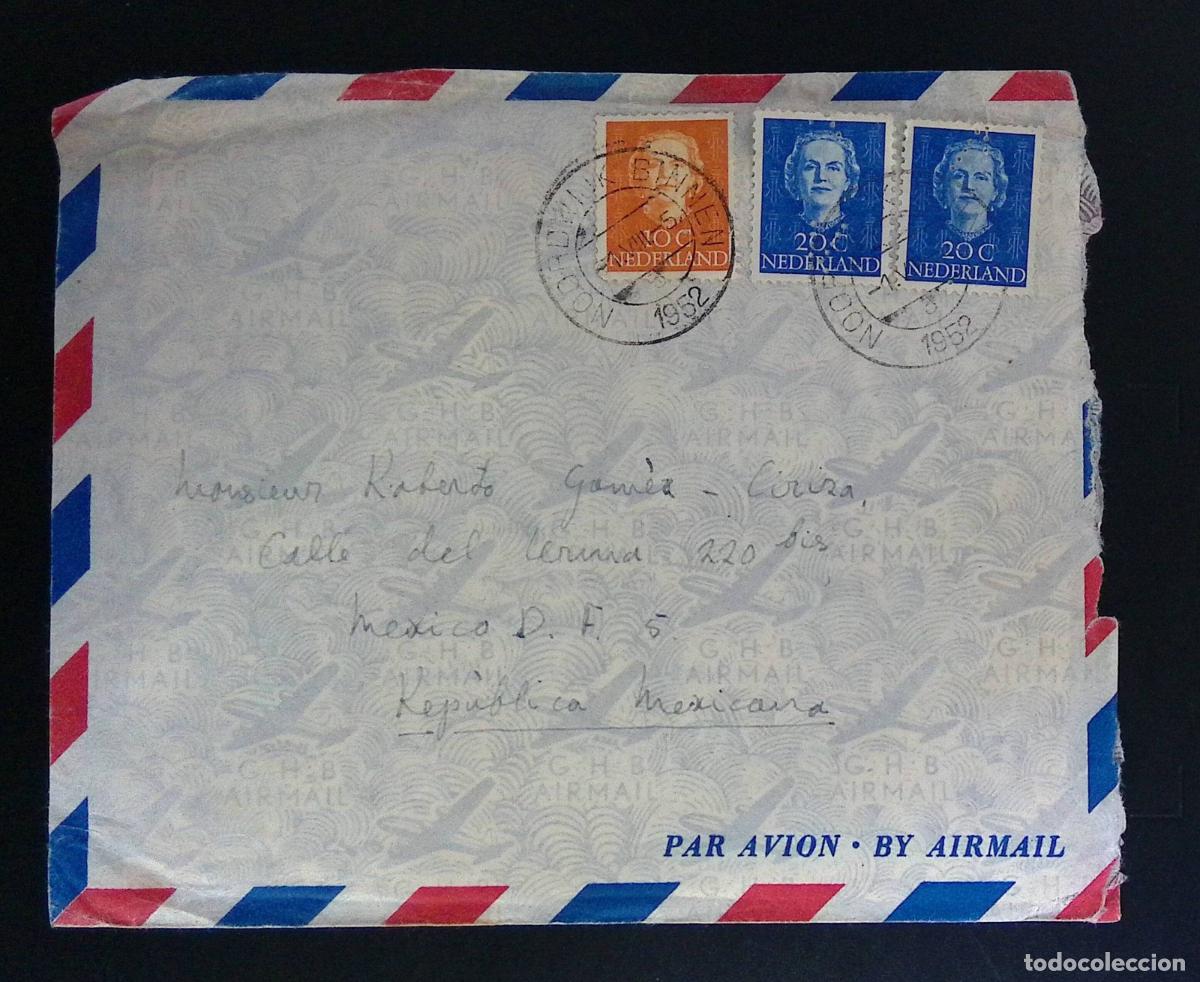 Stamps: CA) 1952. NETHERLANDS. ROYALTY. ENVELOPE SENT TO MEXICO. XF