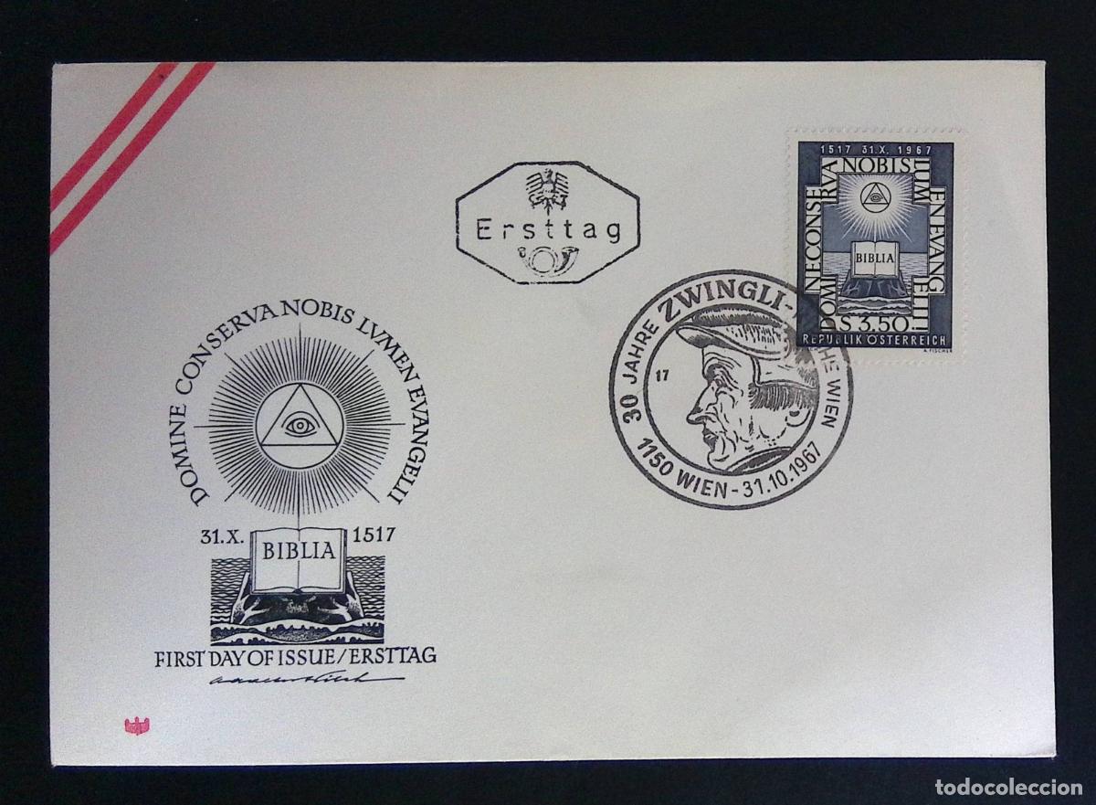 Sellos: CMI) 1967. AUSTRIA. FIRST DAY COVER (FDC). COMMEMORATING THE 450TH ANNIVERSARY OF ZWINGLI AND THE BI