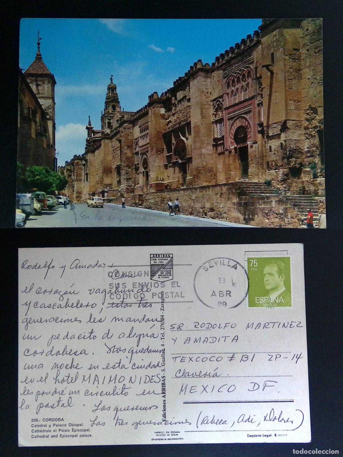 Stamps: CMI) 1989. SPAIN (KING JUAN CARLOS I). CATHEDRAL AND BISHOP'S PALACE. ENVELOPE SENT TO MEXICO. FYV.